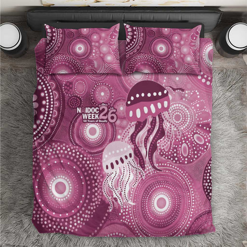 NAIDOC Deadly 50 Years Bedding Set Jellyfish Aboriginal Culture Inspired Pink