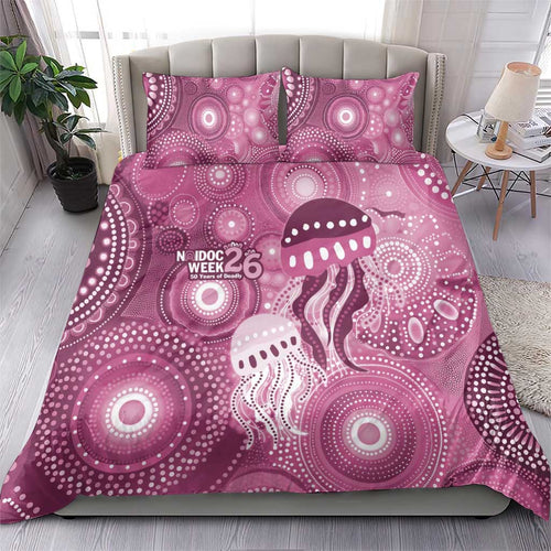 NAIDOC Deadly 50 Years Bedding Set Jellyfish Aboriginal Culture Inspired Pink