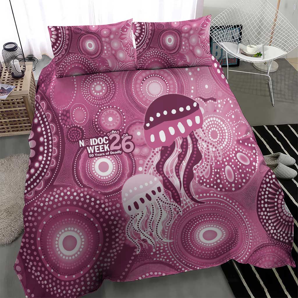 NAIDOC Deadly 50 Years Bedding Set Jellyfish Aboriginal Culture Inspired Pink
