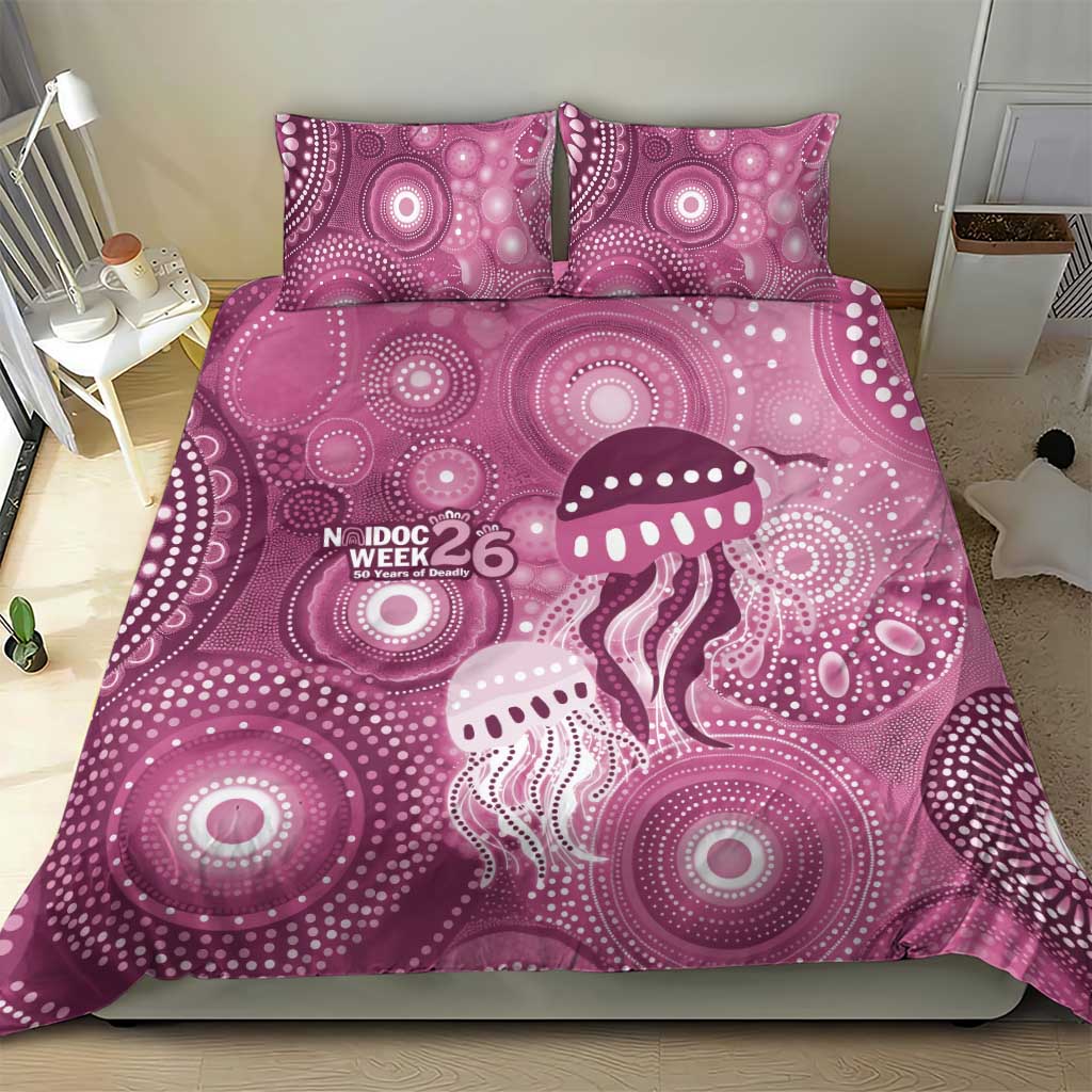 NAIDOC Deadly 50 Years Bedding Set Jellyfish Aboriginal Culture Inspired Pink