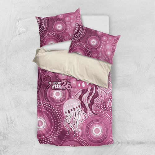 NAIDOC Deadly 50 Years Bedding Set Jellyfish Aboriginal Culture Inspired Pink
