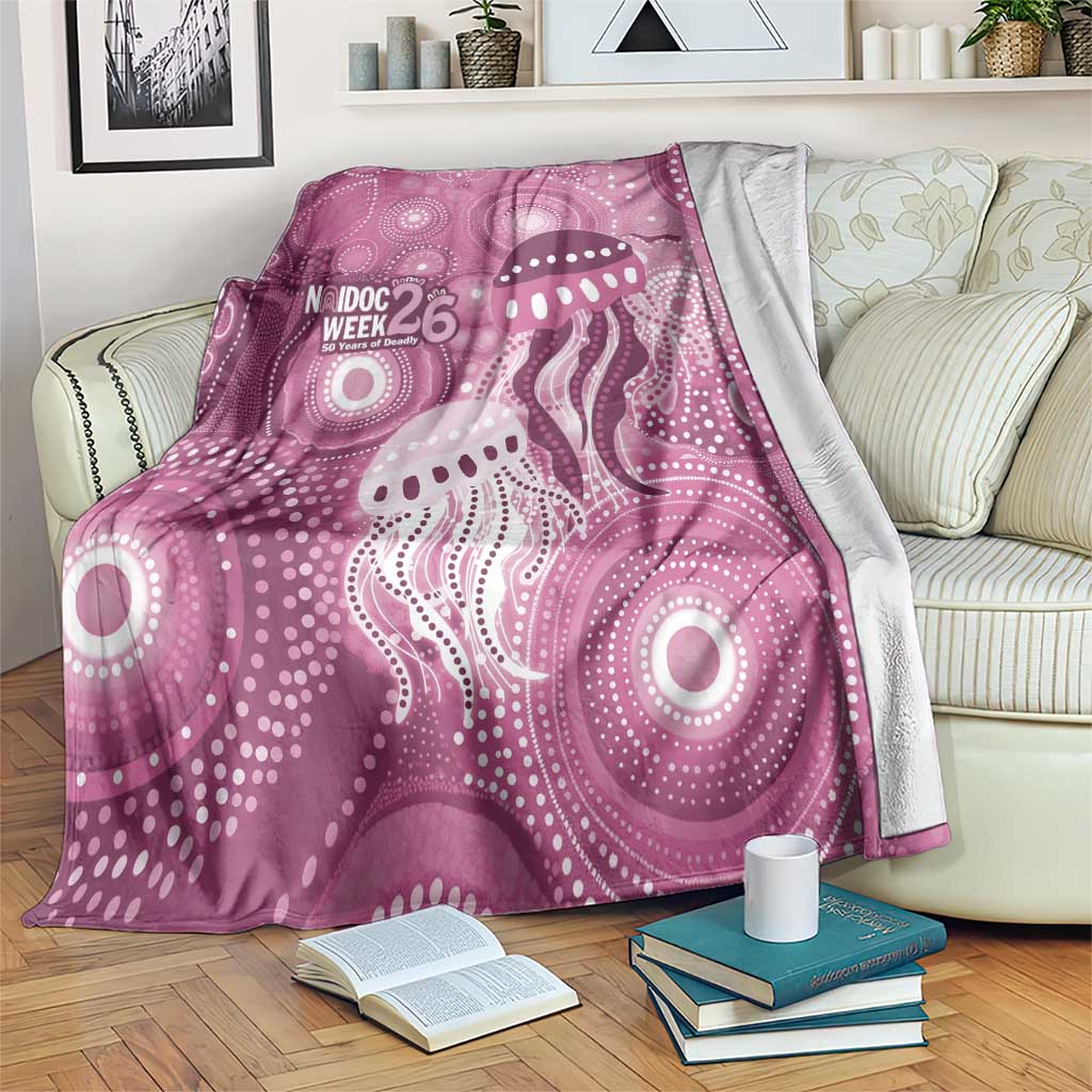 NAIDOC Deadly 50 Years Blanket Jellyfish Aboriginal Culture Inspired Pink