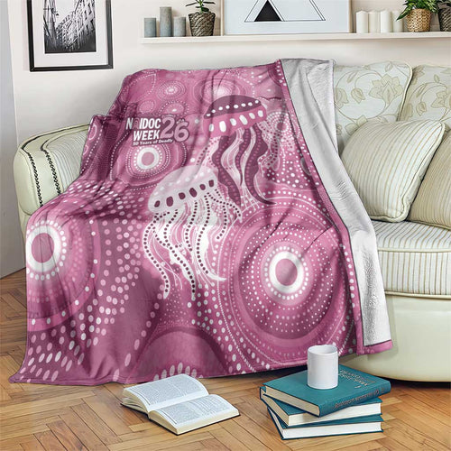 NAIDOC Deadly 50 Years Blanket Jellyfish Aboriginal Culture Inspired Pink