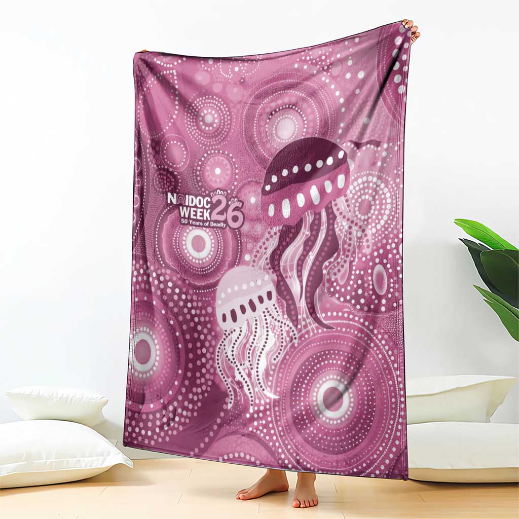 NAIDOC Deadly 50 Years Blanket Jellyfish Aboriginal Culture Inspired Pink