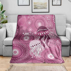 NAIDOC Deadly 50 Years Blanket Jellyfish Aboriginal Culture Inspired Pink
