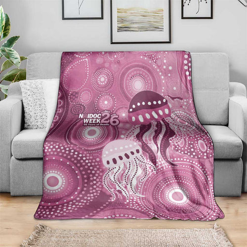 NAIDOC Deadly 50 Years Blanket Jellyfish Aboriginal Culture Inspired Pink