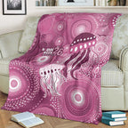 NAIDOC Deadly 50 Years Blanket Jellyfish Aboriginal Culture Inspired Pink