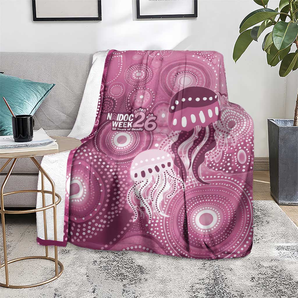 NAIDOC Deadly 50 Years Blanket Jellyfish Aboriginal Culture Inspired Pink