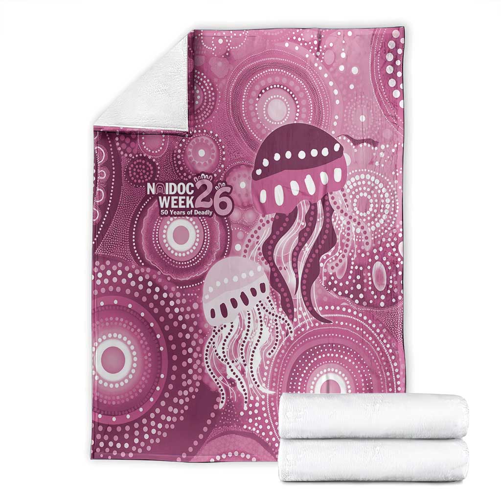 NAIDOC Deadly 50 Years Blanket Jellyfish Aboriginal Culture Inspired Pink