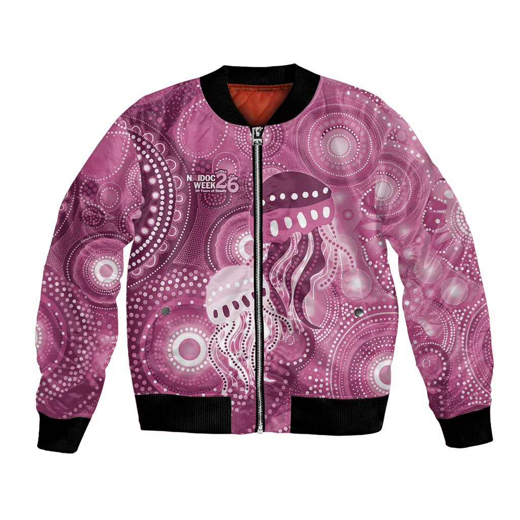 NAIDOC Deadly 50 Years Bomber Jacket Jellyfish Aboriginal Culture Inspired Pink