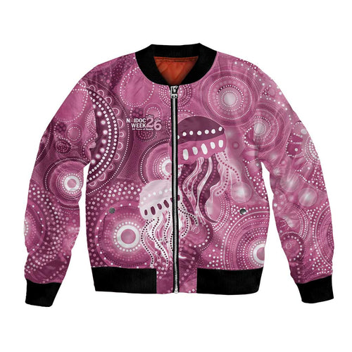 NAIDOC Deadly 50 Years Bomber Jacket Jellyfish Aboriginal Culture Inspired Pink