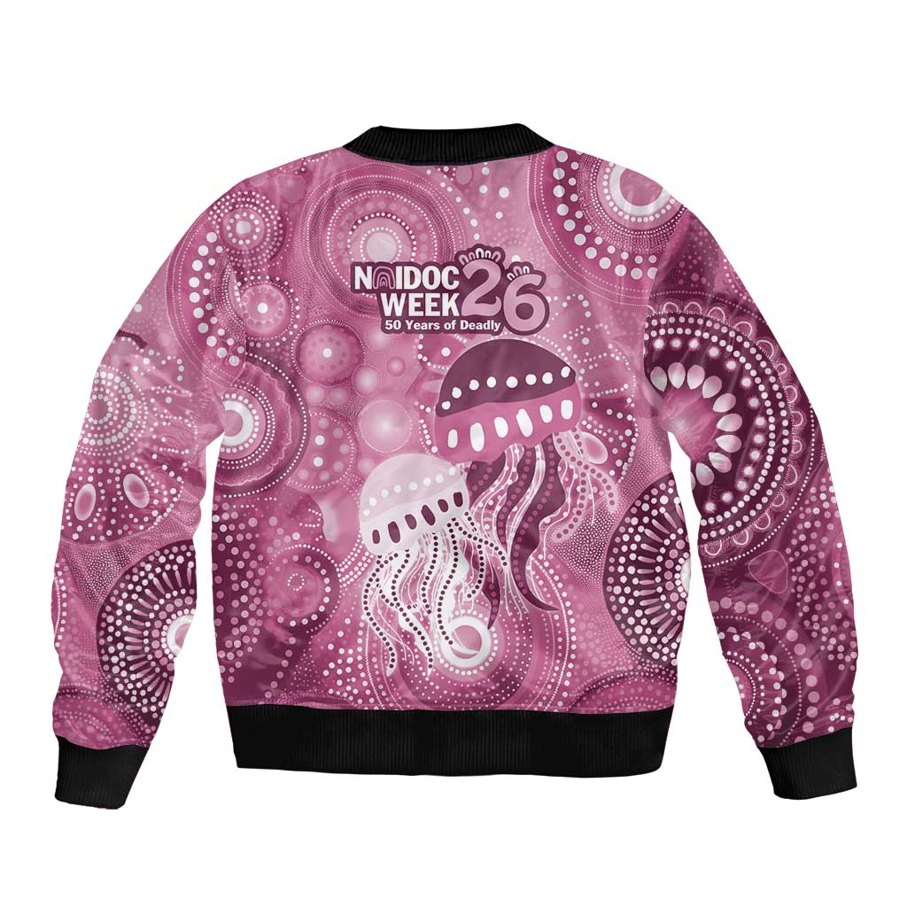 NAIDOC Deadly 50 Years Bomber Jacket Jellyfish Aboriginal Culture Inspired Pink