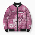 NAIDOC Deadly 50 Years Bomber Puffer Jacket Jellyfish Aboriginal Culture Inspired Pink
