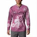 NAIDOC Deadly 50 Years Button Sweatshirt Jellyfish Aboriginal Culture Inspired Pink