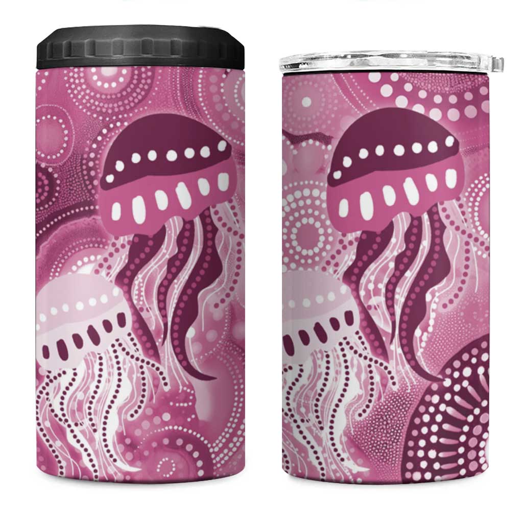 NAIDOC Deadly 50 Years 4 in 1 Can Cooler Tumbler Jellyfish Aboriginal Culture Inspired Pink