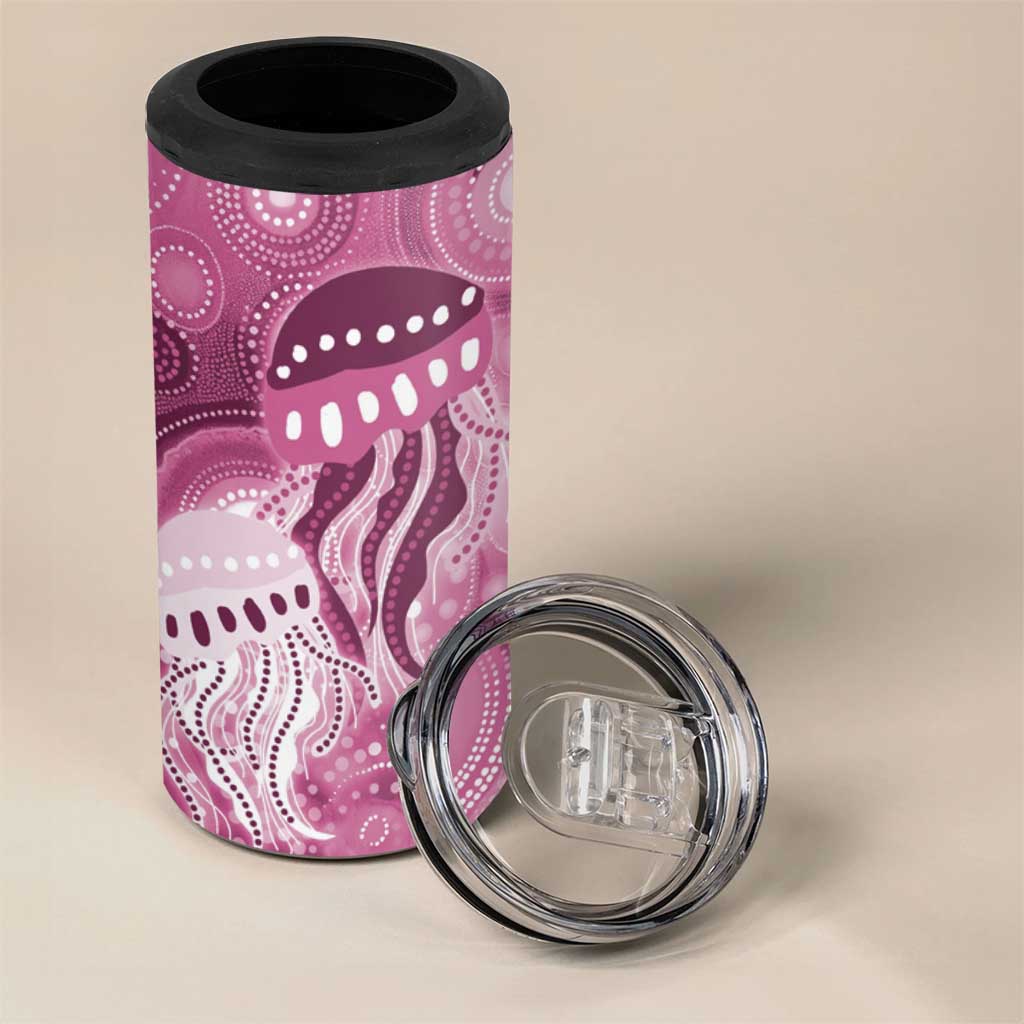 NAIDOC Deadly 50 Years 4 in 1 Can Cooler Tumbler Jellyfish Aboriginal Culture Inspired Pink