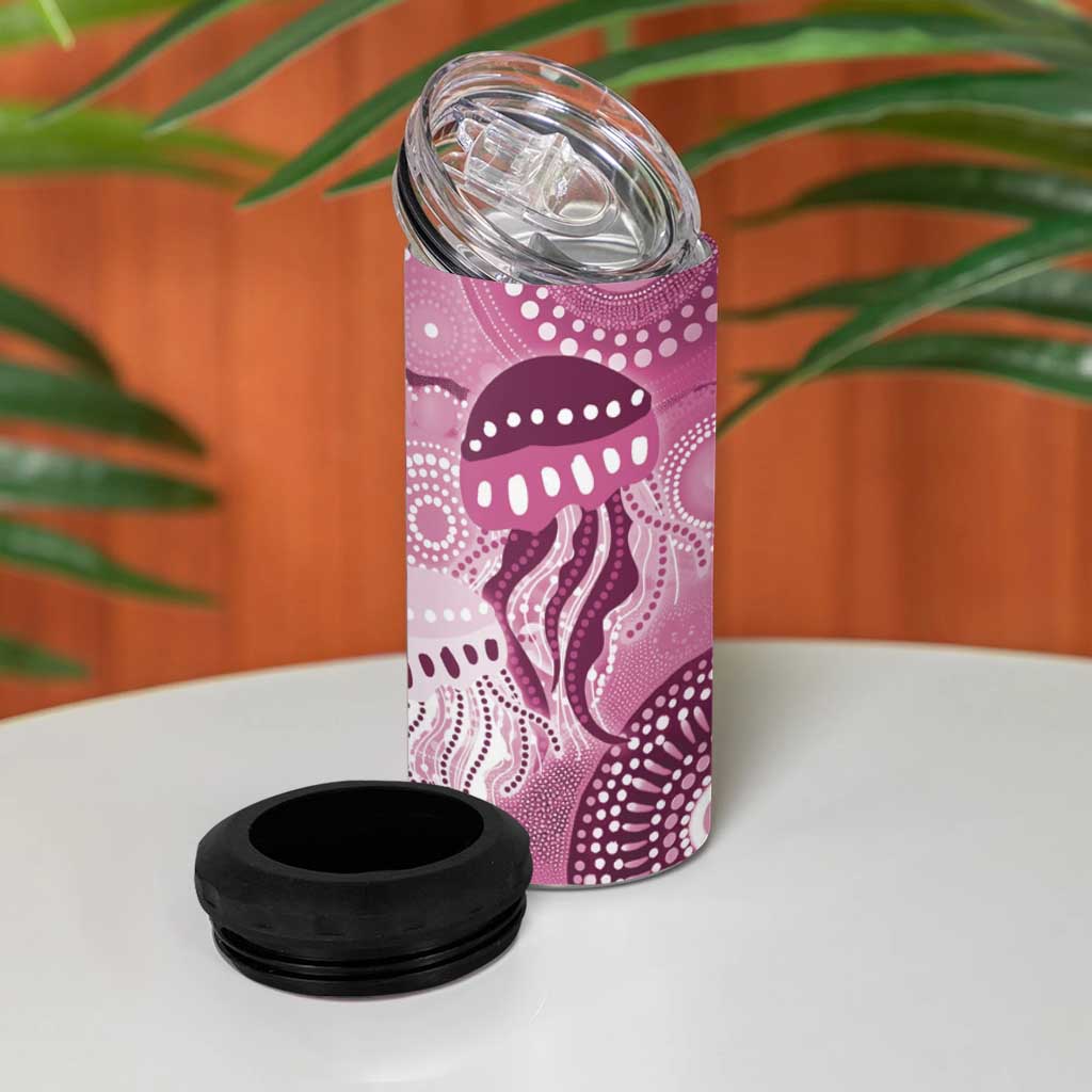 NAIDOC Deadly 50 Years 4 in 1 Can Cooler Tumbler Jellyfish Aboriginal Culture Inspired Pink