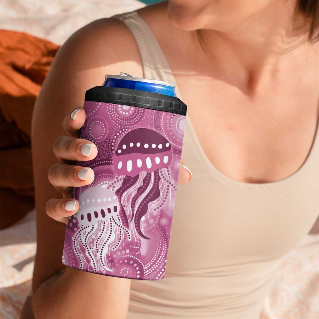 NAIDOC Deadly 50 Years 4 in 1 Can Cooler Tumbler Jellyfish Aboriginal Culture Inspired Pink