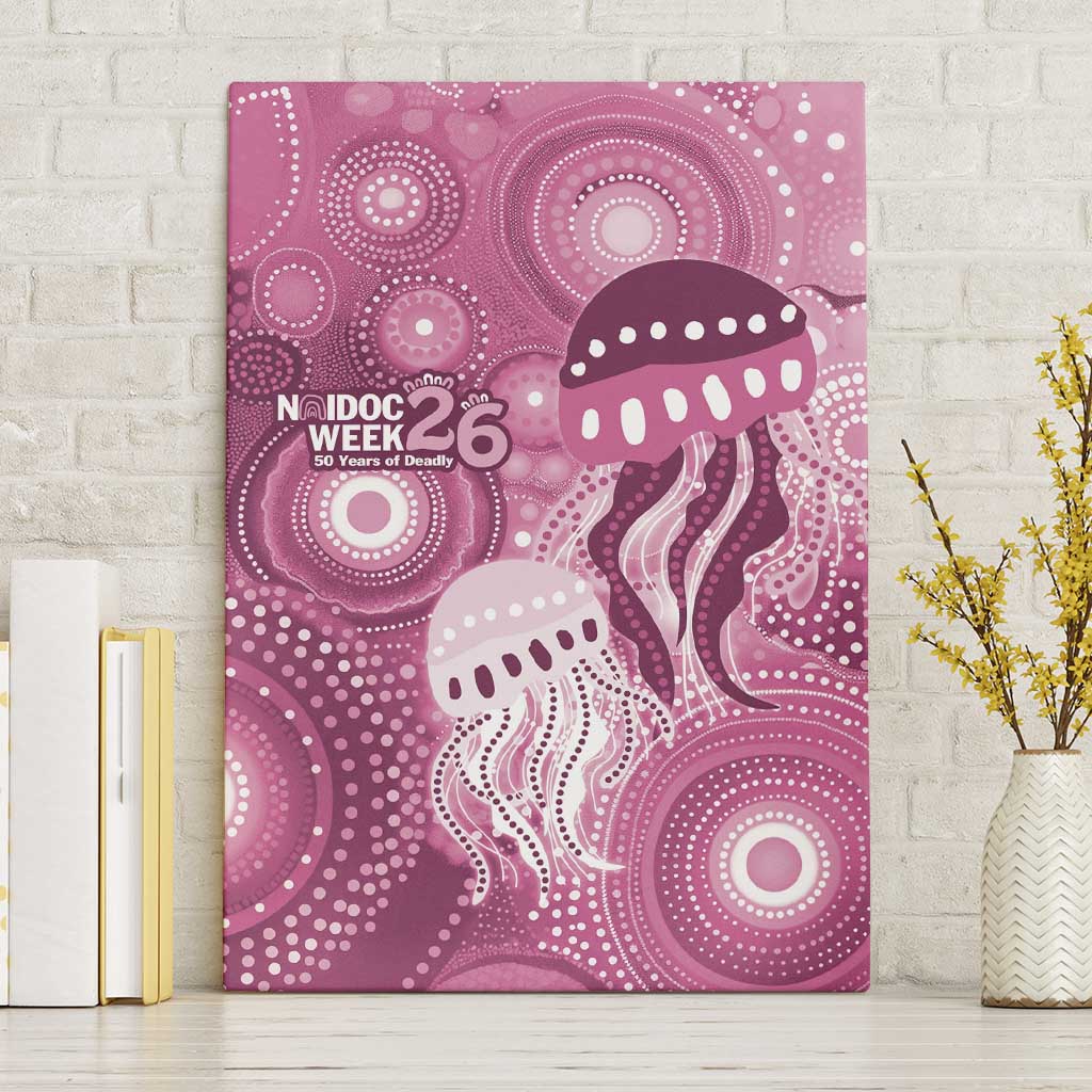NAIDOC Deadly 50 Years Canvas Wall Art Jellyfish Aboriginal Culture Inspired Pink