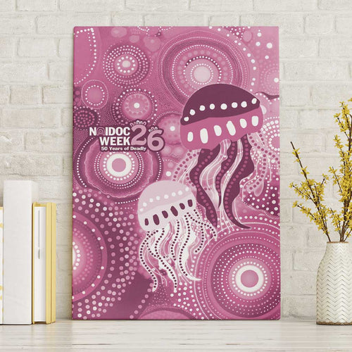 NAIDOC Deadly 50 Years Canvas Wall Art Jellyfish Aboriginal Culture Inspired Pink