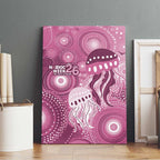 NAIDOC Deadly 50 Years Canvas Wall Art Jellyfish Aboriginal Culture Inspired Pink