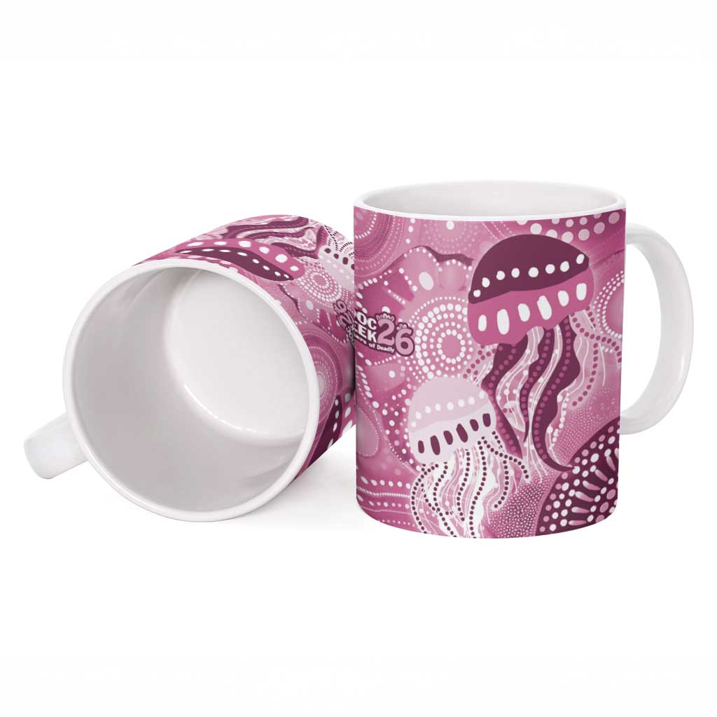 NAIDOC Deadly 50 Years Ceramic Mug Jellyfish Aboriginal Culture Inspired Pink