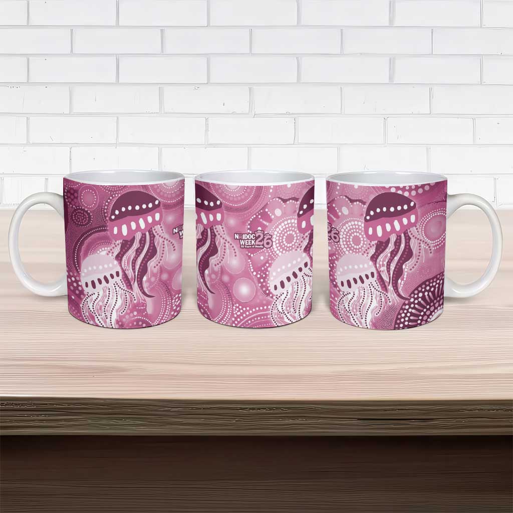 NAIDOC Deadly 50 Years Ceramic Mug Jellyfish Aboriginal Culture Inspired Pink