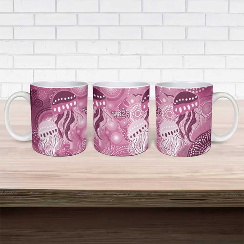 NAIDOC Deadly 50 Years Ceramic Mug Jellyfish Aboriginal Culture Inspired Pink