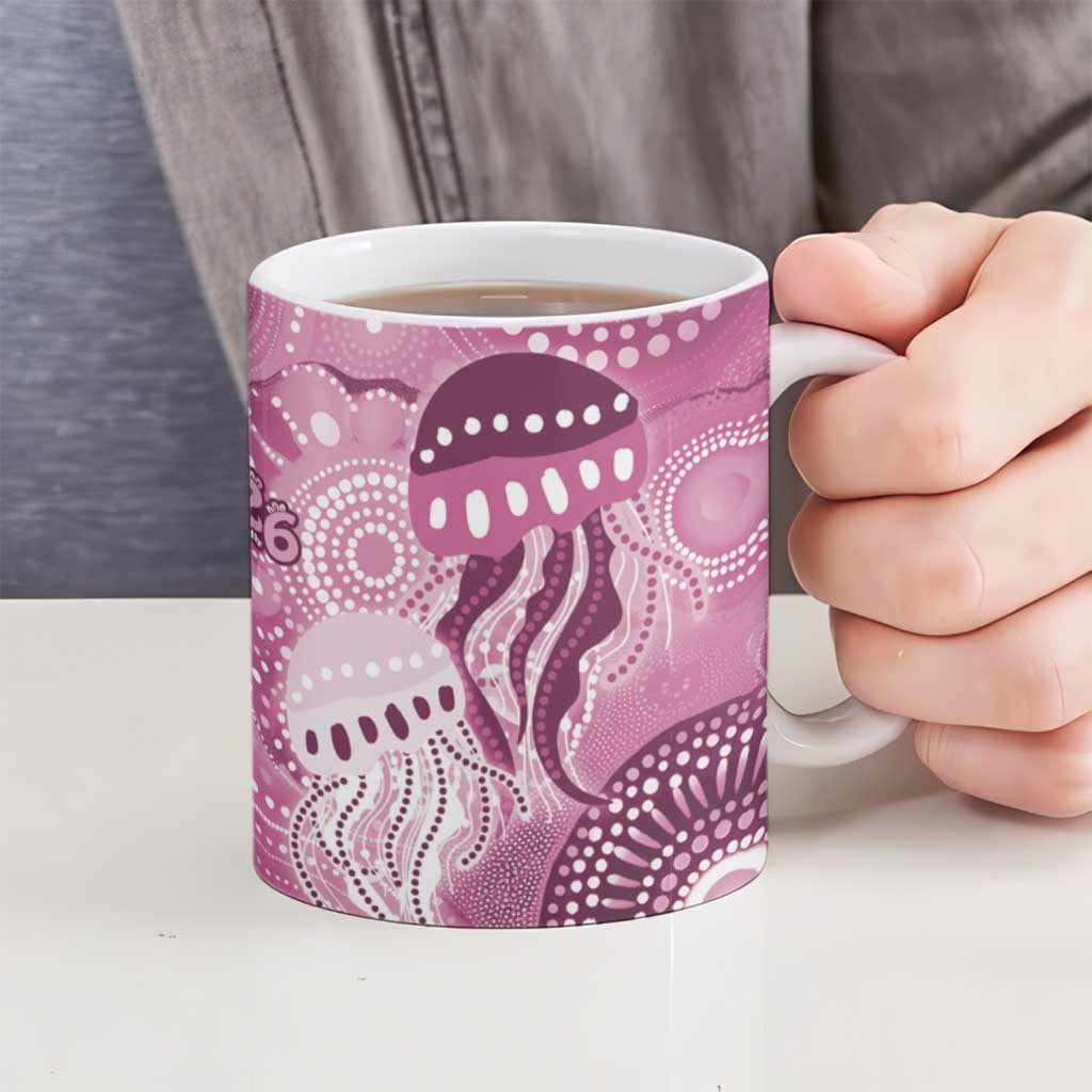 NAIDOC Deadly 50 Years Ceramic Mug Jellyfish Aboriginal Culture Inspired Pink