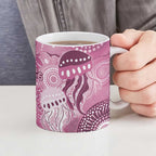 NAIDOC Deadly 50 Years Ceramic Mug Jellyfish Aboriginal Culture Inspired Pink