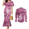 NAIDOC Deadly 50 Years Couples Matching Mermaid Dress and Long Sleeve Button Shirt Jellyfish Aboriginal Culture Inspired Pink
