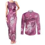 NAIDOC Deadly 50 Years Couples Matching Tank Maxi Dress and Long Sleeve Button Shirt Jellyfish Aboriginal Culture Inspired Pink