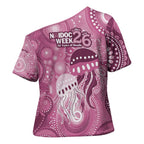 NAIDOC Deadly 50 Years Cross Shoulder Shirt Jellyfish Aboriginal Culture Inspired Pink