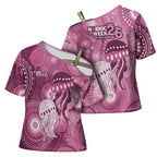 NAIDOC Deadly 50 Years Cross Shoulder Shirt Jellyfish Aboriginal Culture Inspired Pink