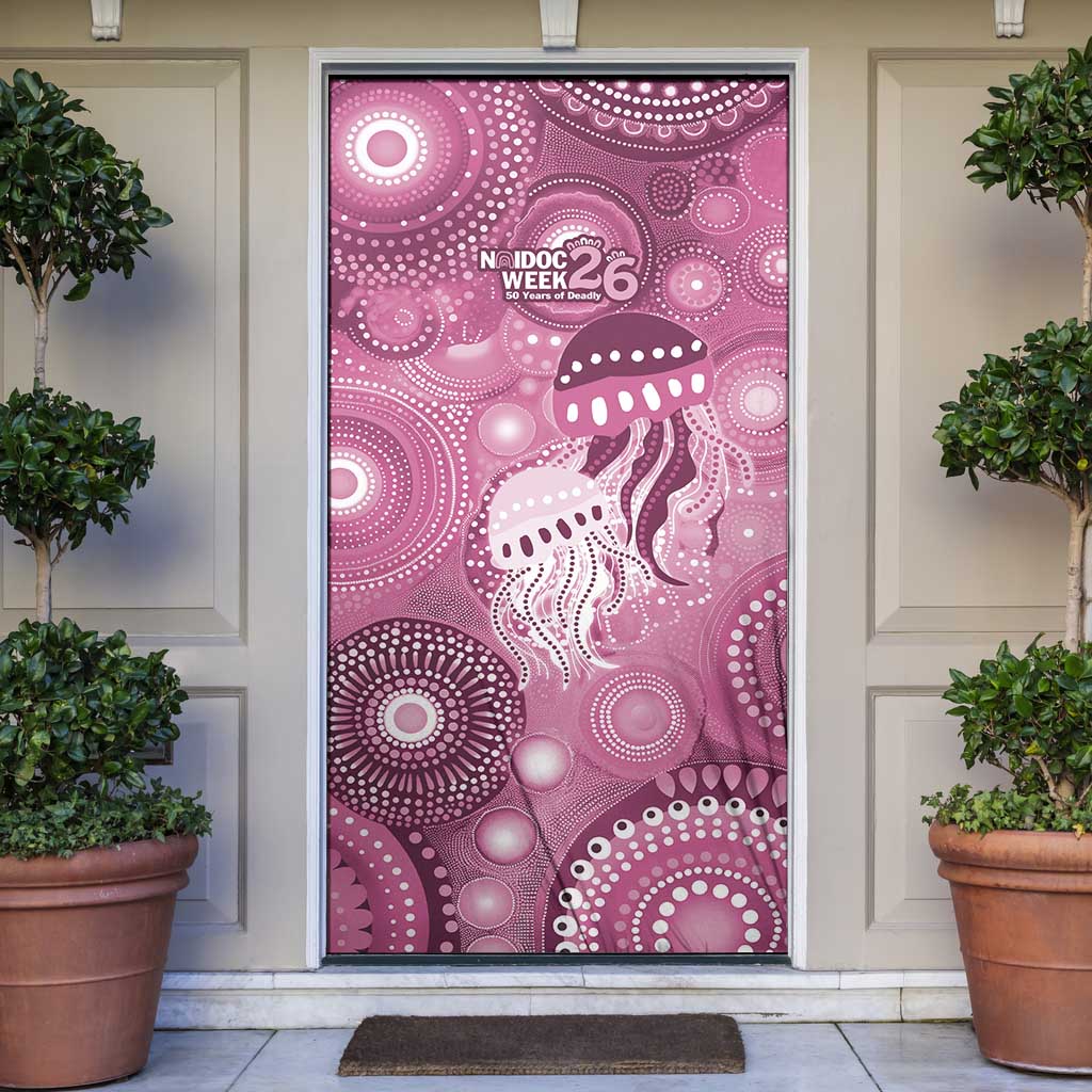 NAIDOC Deadly 50 Years Door Cover Jellyfish Aboriginal Culture Inspired Pink