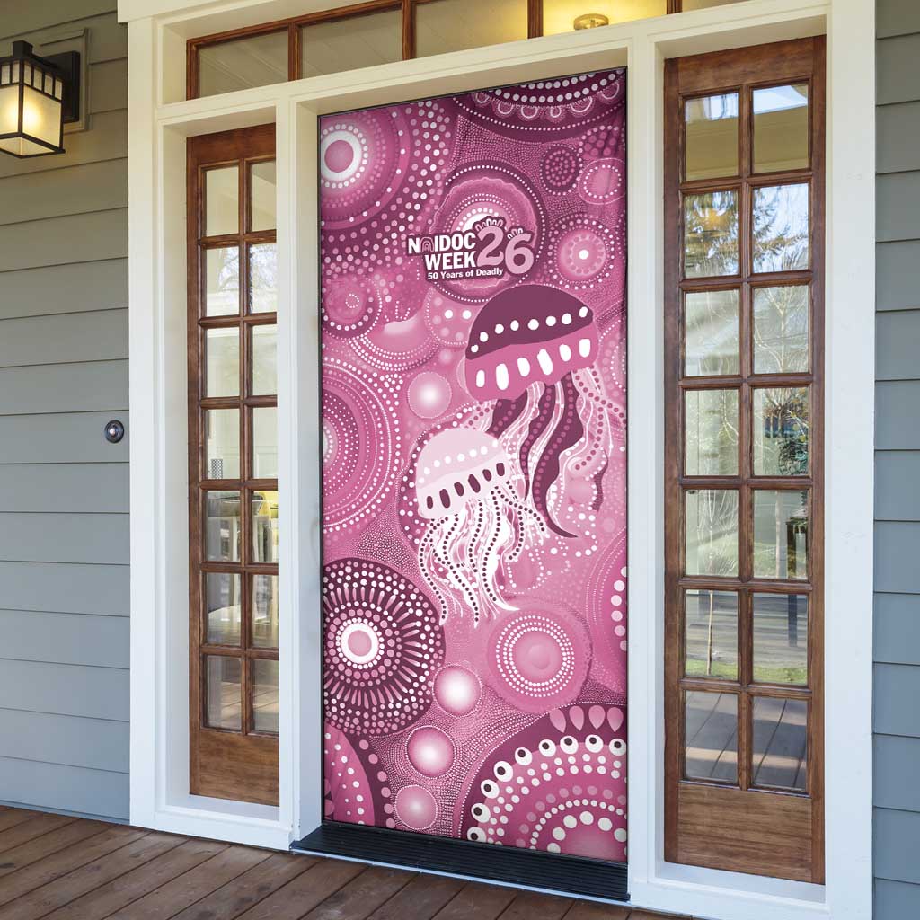 NAIDOC Deadly 50 Years Door Cover Jellyfish Aboriginal Culture Inspired Pink