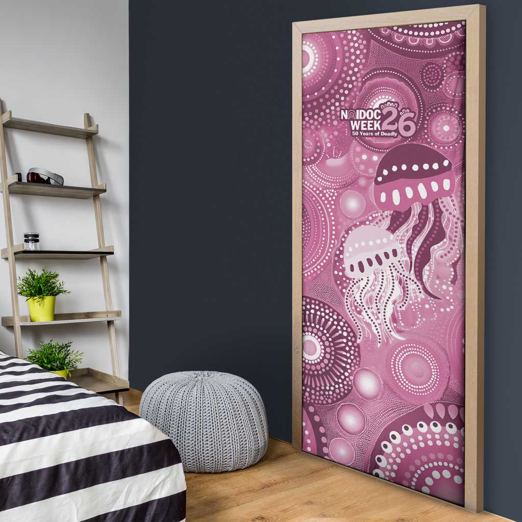 NAIDOC Deadly 50 Years Door Cover Jellyfish Aboriginal Culture Inspired Pink