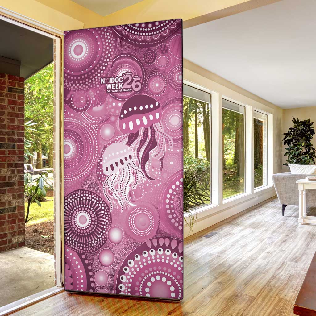 NAIDOC Deadly 50 Years Door Cover Jellyfish Aboriginal Culture Inspired Pink