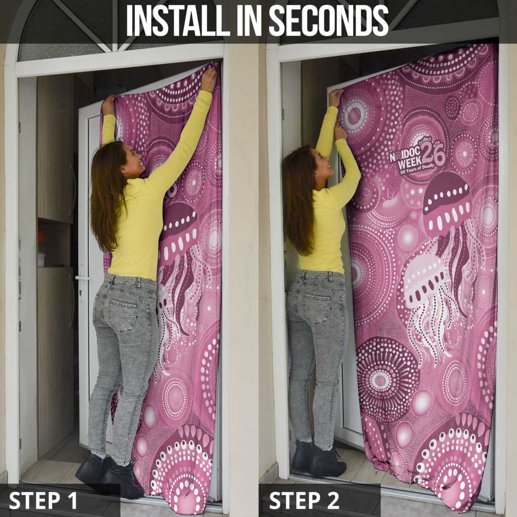 NAIDOC Deadly 50 Years Door Cover Jellyfish Aboriginal Culture Inspired Pink