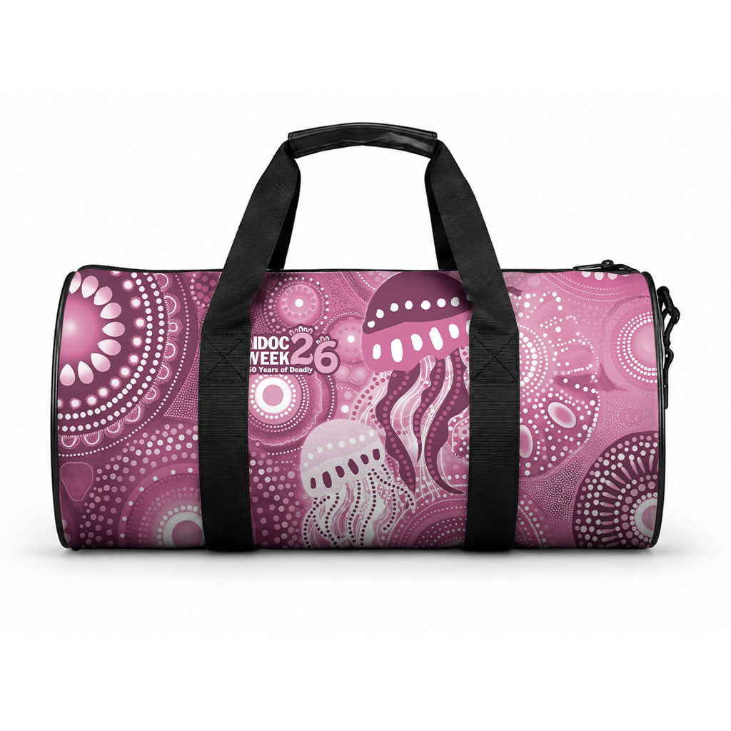 NAIDOC Deadly 50 Years Duffle Bag Jellyfish Aboriginal Culture Inspired Pink