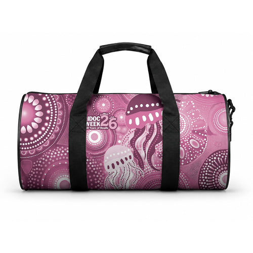 NAIDOC Deadly 50 Years Duffle Bag Jellyfish Aboriginal Culture Inspired Pink