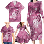 NAIDOC Deadly 50 Years Family Matching Long Sleeve Bodycon Dress and Hawaiian Shirt Jellyfish Aboriginal Culture Inspired Pink