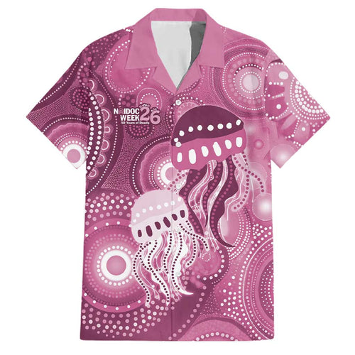 NAIDOC Deadly 50 Years Family Matching Long Sleeve Bodycon Dress and Hawaiian Shirt Jellyfish Aboriginal Culture Inspired Pink