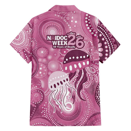 NAIDOC Deadly 50 Years Family Matching Mermaid Dress and Hawaiian Shirt Jellyfish Aboriginal Culture Inspired Pink