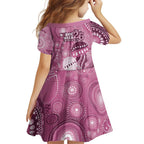 NAIDOC Deadly 50 Years Family Matching Off The Shoulder Long Sleeve Dress and Hawaiian Shirt Jellyfish Aboriginal Culture Inspired Pink