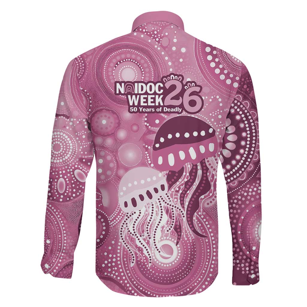 NAIDOC Deadly 50 Years Family Matching Off The Shoulder Long Sleeve Dress and Hawaiian Shirt Jellyfish Aboriginal Culture Inspired Pink