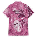 NAIDOC Deadly 50 Years Family Matching Puletasi and Hawaiian Shirt Jellyfish Aboriginal Culture Inspired Pink