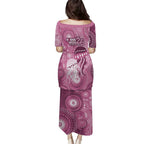 NAIDOC Deadly 50 Years Family Matching Puletasi and Hawaiian Shirt Jellyfish Aboriginal Culture Inspired Pink
