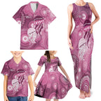 NAIDOC Deadly 50 Years Family Matching Tank Maxi Dress and Hawaiian Shirt Jellyfish Aboriginal Culture Inspired Pink
