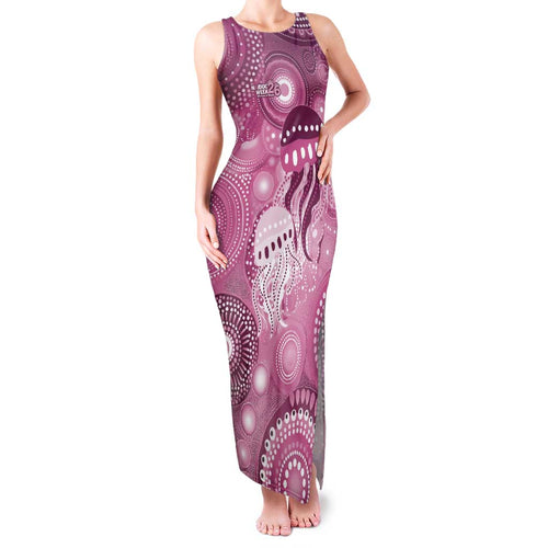 NAIDOC Deadly 50 Years Family Matching Tank Maxi Dress and Hawaiian Shirt Jellyfish Aboriginal Culture Inspired Pink